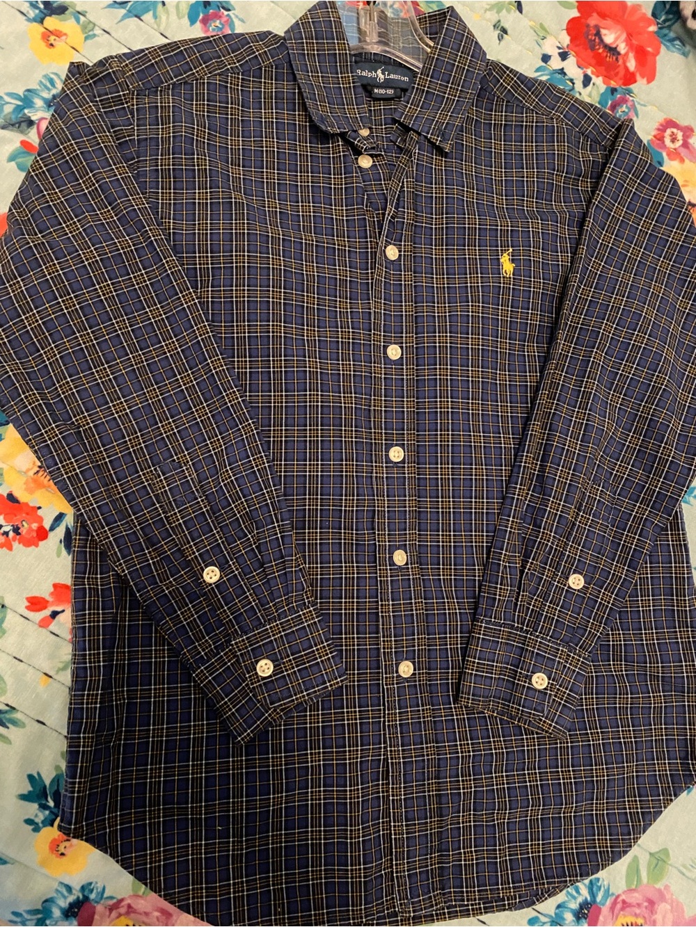 Ralph Lauren bundle of 3 ,  boys  Long-Sleeve Navy Plaid Button-Down Shirt